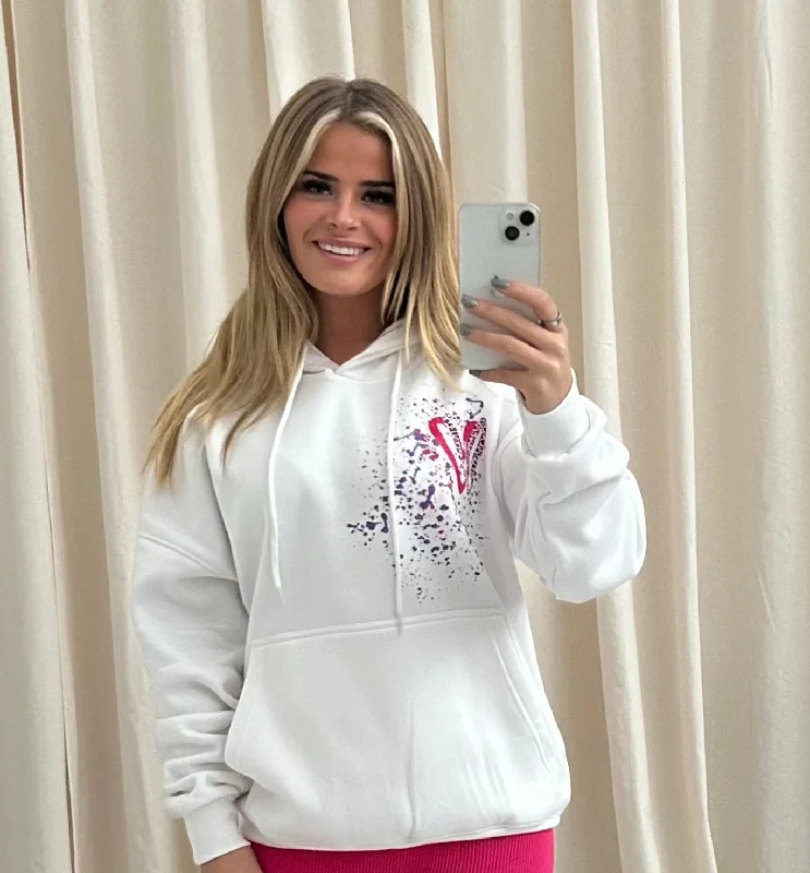 Multicoloured Leopard Print Graffiti Hoodie White Women