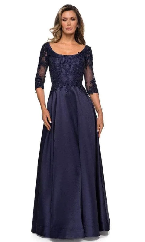 La Femme - 27988 Quarter Length Sleeve Scoop Neck Evening Dress Refined Women's Hand - crafted La Femme - 27988 Quarter Length Sleeve Scoop Neck Evening Dress Refined Women's Hand - crafted