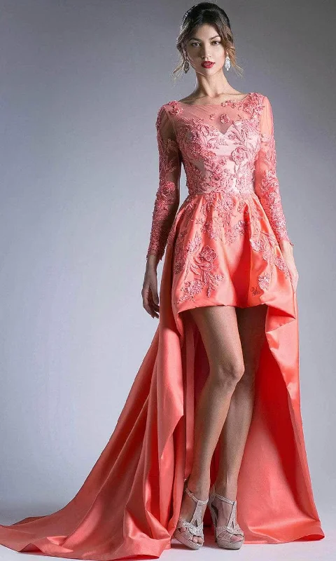 Andrea and Leo 7045 - Embroidered Bateau High Low Evening Dress Laid - back Women's Vibe