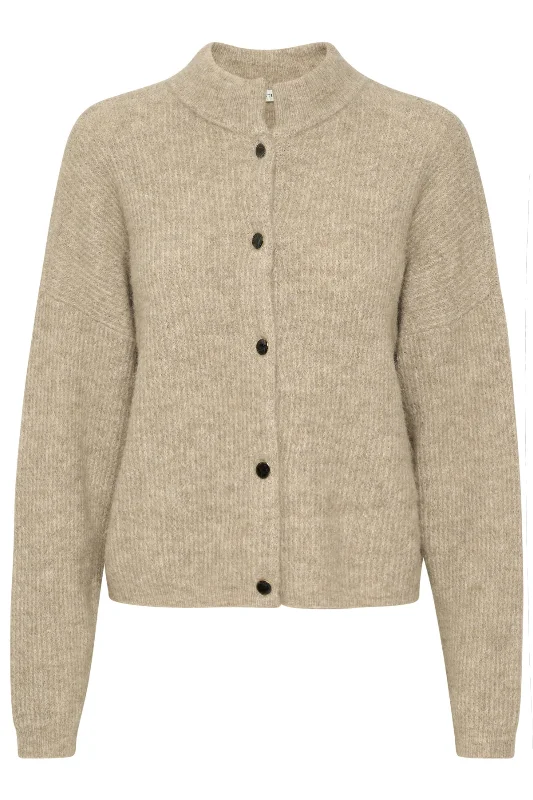 Gestuz - AlphaGZ Short Cardigan NOOS - Warm Sand Melange Vacation