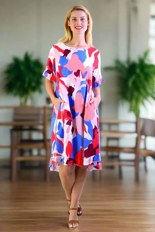 Multicolour Abstract Summer Dress Refined Women's Hand - crafted