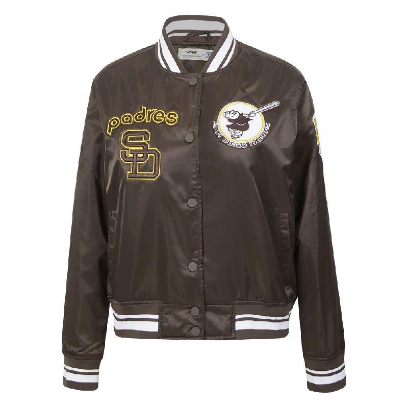 MLB SAN DIEGO PADRES RETRO CLASSIC WOMEN'S RIB SATIN JACKET (BROWN) Dynamic Women's Moto