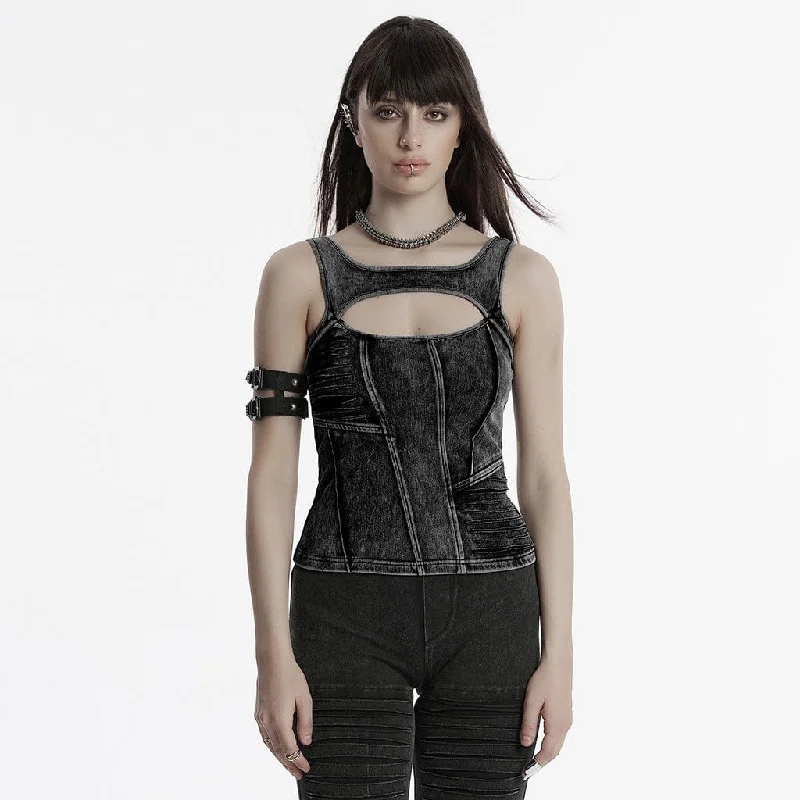 Women's Punk Cutout Ripped Distressed Vest Street