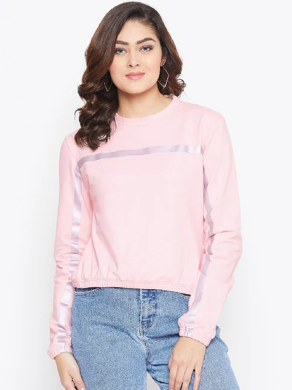 JUMP USA Women Pink Solid Sweatshirt Modern Women's Tech