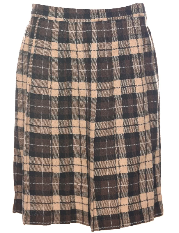 Checked Pleated Skirt - M Country