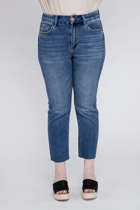 Plus Size High Rise Slim Straight Jeans Gym