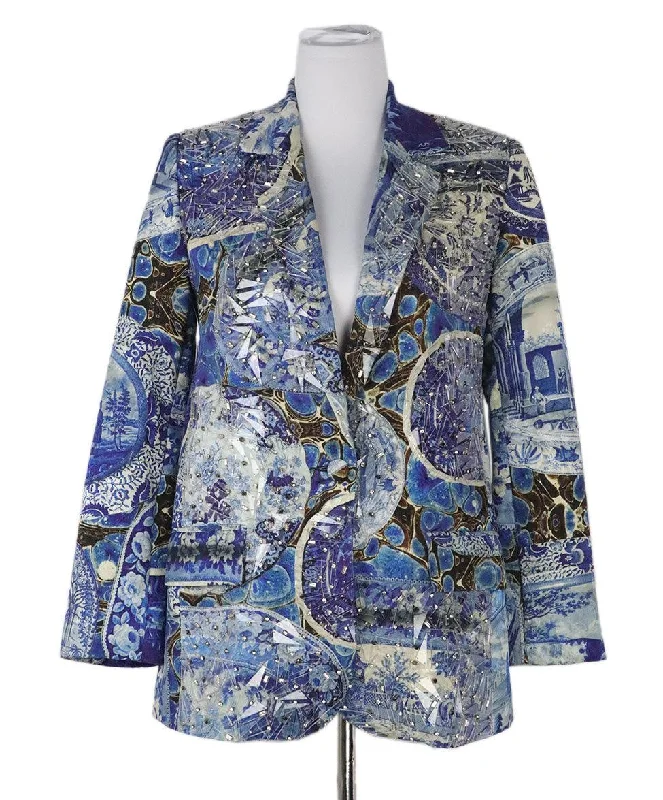 Libertine Blue Viscose Rhinestones Blazer sz 2 Cashmere