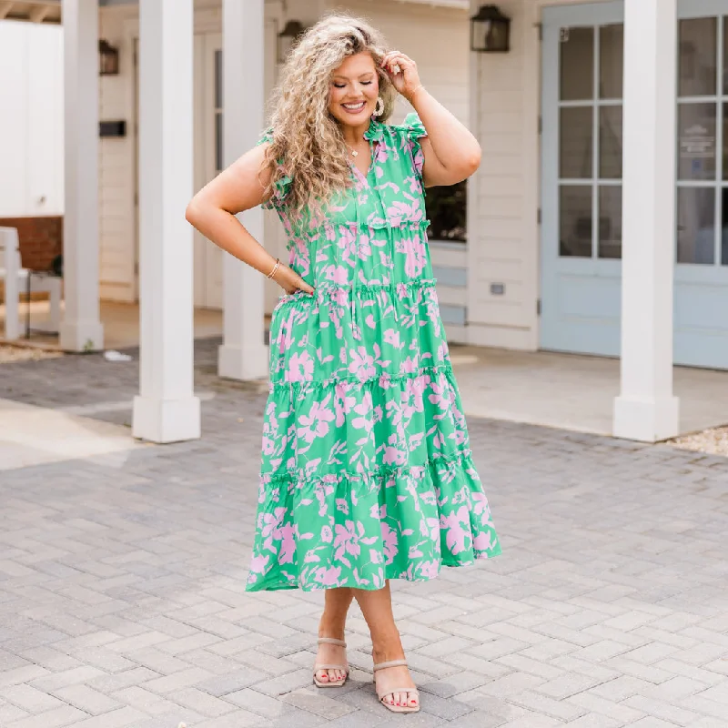 Moon Gazing Dress, Green Mix Adventure
