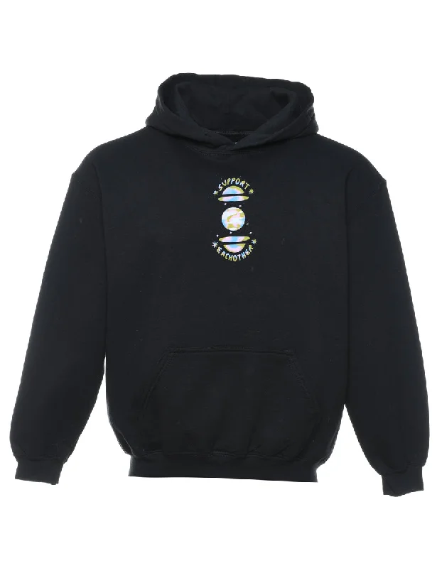 Black Support Eachother Printed Hoodie - M Stylish Women's Neon