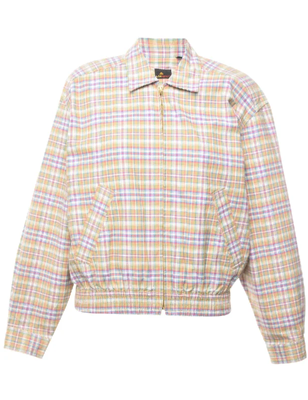 Checked Pattern Jacket - M Earthy Women's Hemp - based