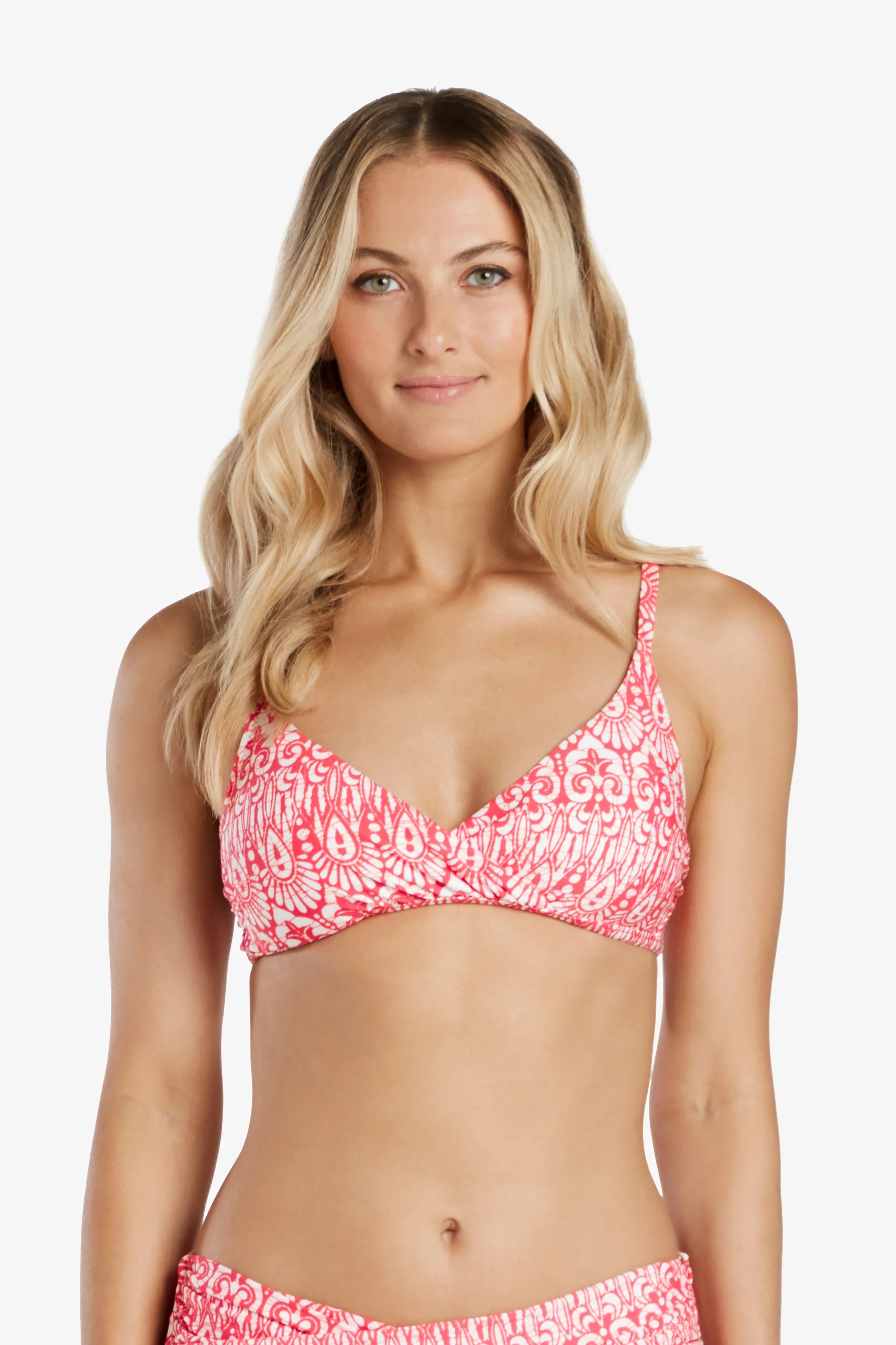 Shirred Crossover Bra  |  Island Batik Pink Feminine Women's Style 