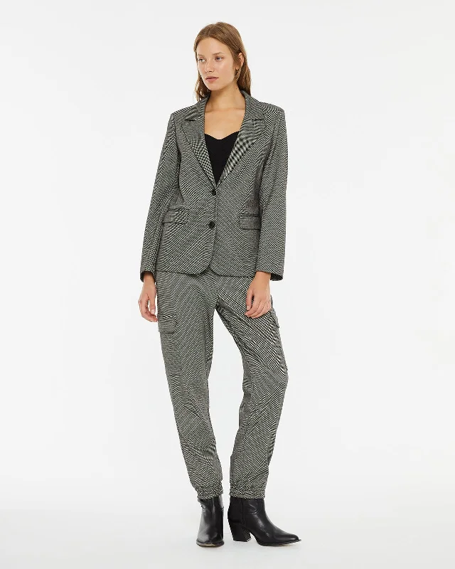 Americana recta jacquard con hombreras Trendy Women's Oversized