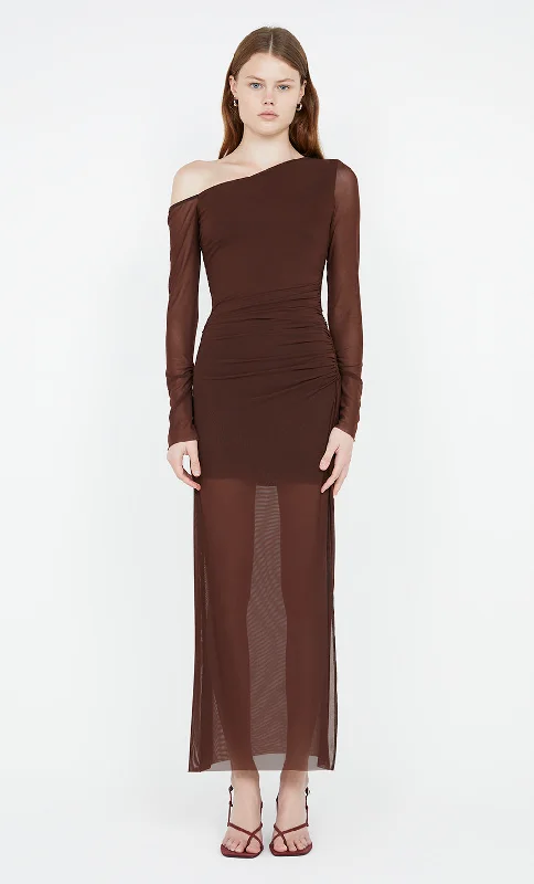 FAE ASYM LONG SLEEVE DRESS - COCOA Cool Women's Skate