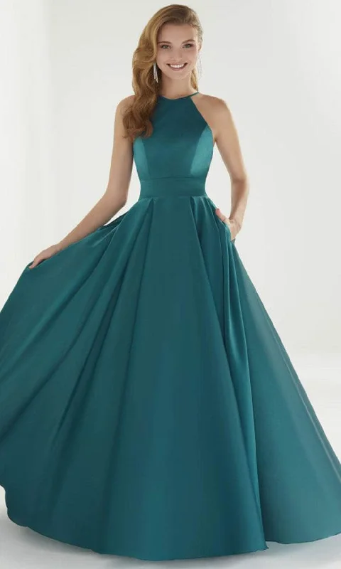 Christina Wu Prom Exclusive - 46258 Halter Pleated A-Line Gown Refined Women's 