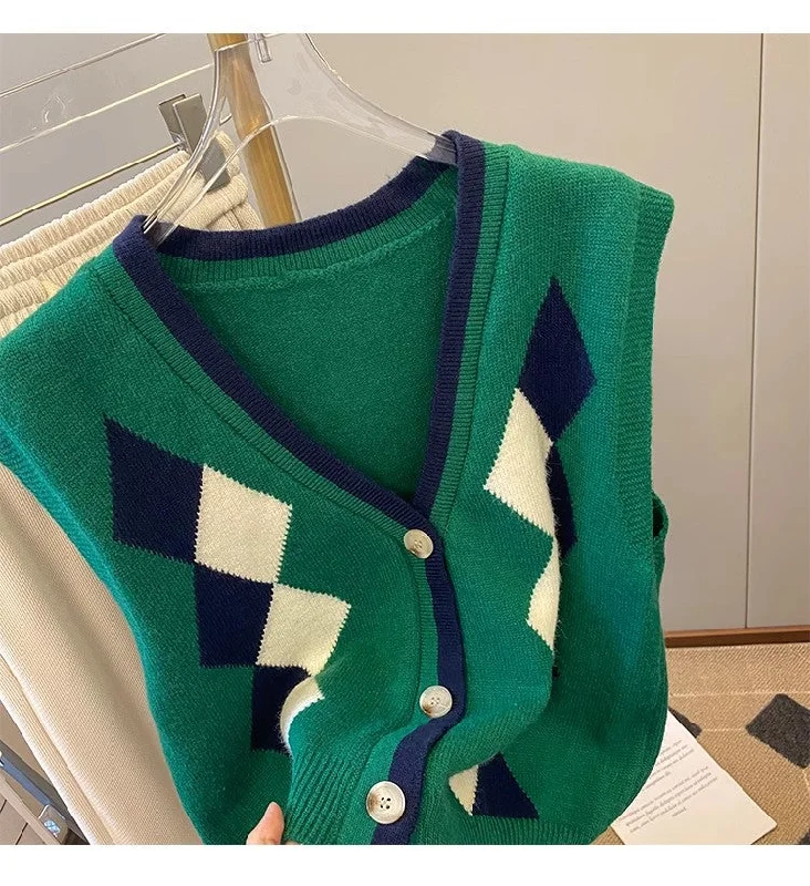 Retro knitted cardigan vest for women new vest top     S5028 French