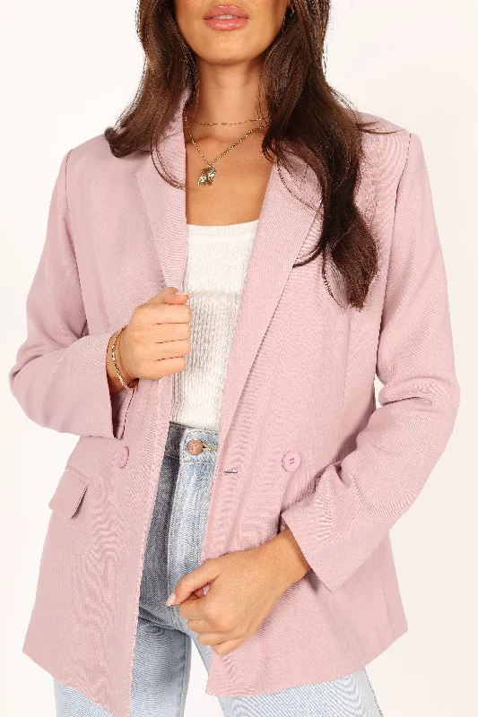 Keeley Button Front Blazer - Blush Sporty Women's Athleisure 