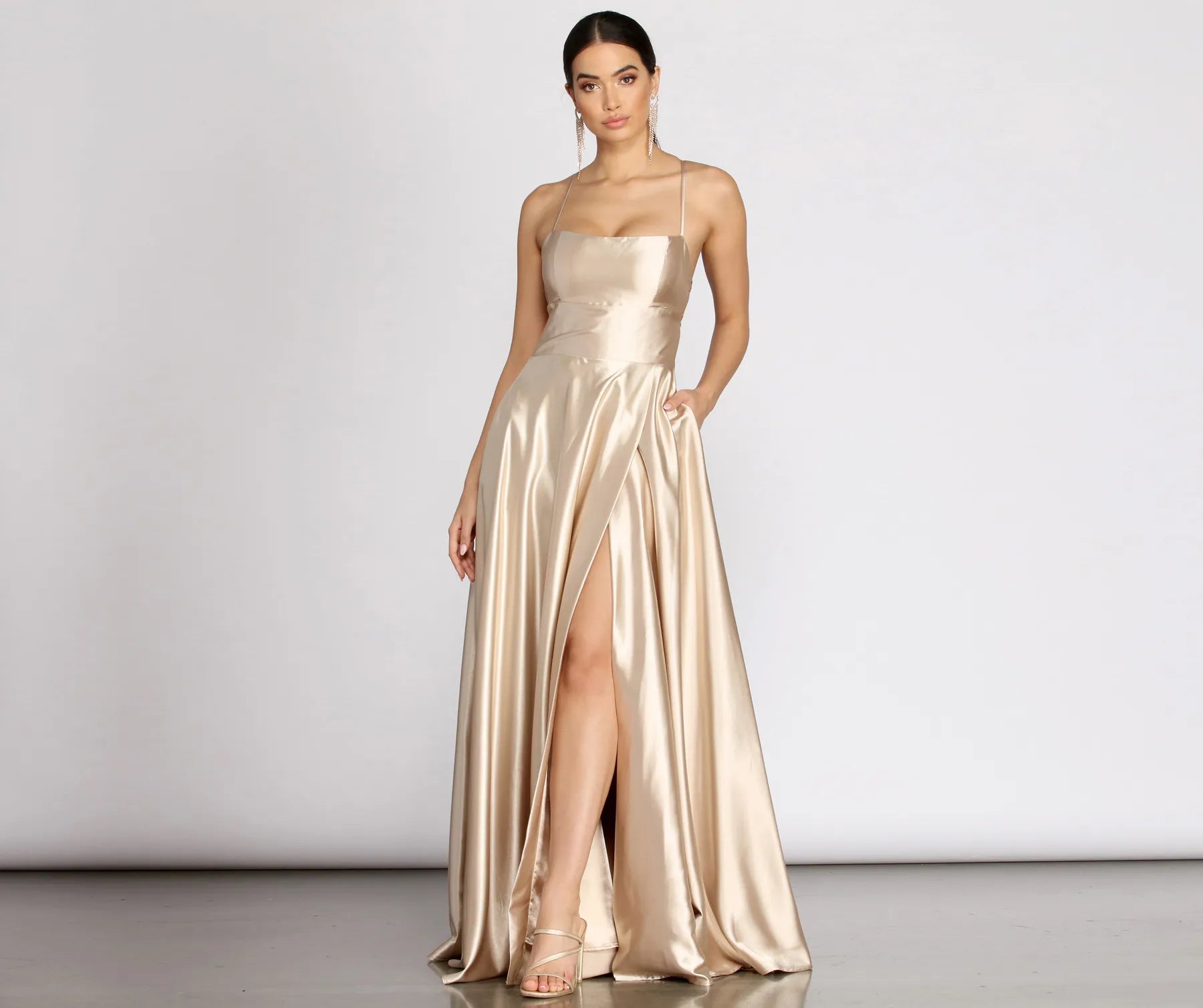 Kaia Satin A-Line Dress Classic Women's Pin - striped