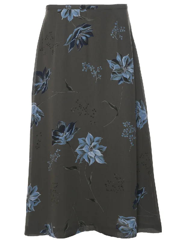 Chaus Floral Pattern Maxi Skirt - M Sleek Women's 