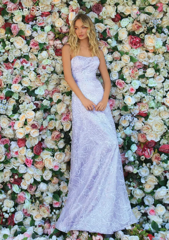 Clarisse - Floral Sequined Strapless Gown 810273 - 1 pc Lilac In Size 14 Available Modern Women's Clarisse - Floral Sequined Strapless Gown 810273 - 1 pc Lilac In Size 14 Available Modern Women's