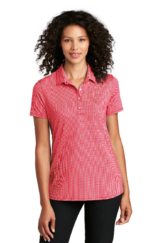 Port Authority Womens Gingham Moisture Wicking Short Sleeve Polo Shirt - Rich Red/White - Closeout Bold Women's Animal Print
