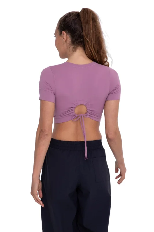 Mono B Crop Short Sleeve Peek Back Top AT-A0534 Tough Women's Military - inspired