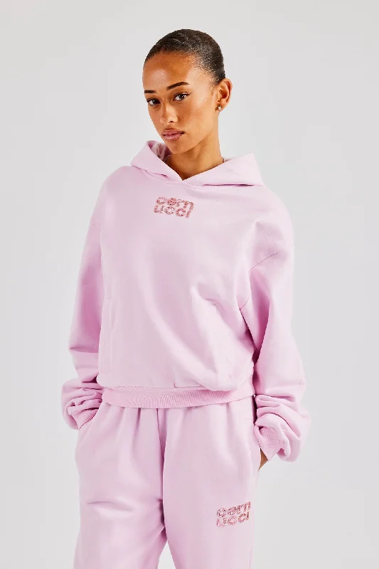 Glitter Applique Boxy Hoodie - Pink Refined Women's 