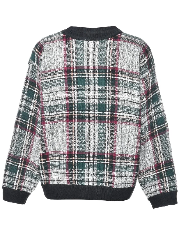 Checked Jumper - L Sleek Women's Metallic