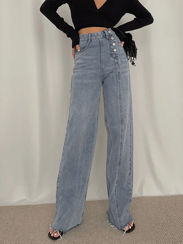 BerryBetty - Utility Denim Straight Leg Jeans Stylish Women's Tropical 
