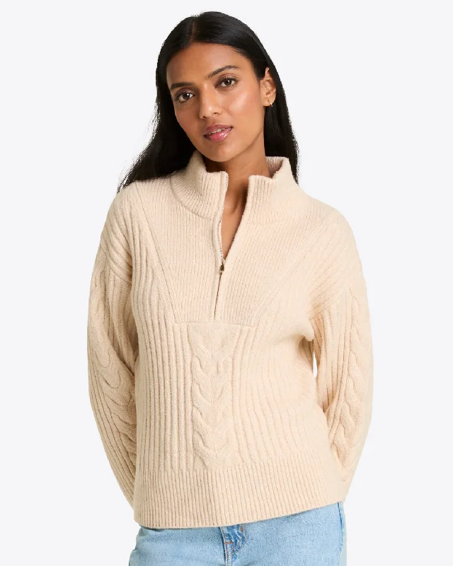 Quarter Zip Cableknit Sweater Australian Beach