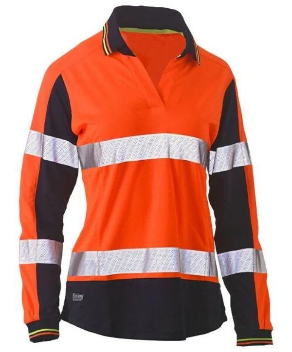 Womens Long Sleeve Taped, 2 Tone, Hi Vis, V-Neck Polo Bold Women's Animal Print