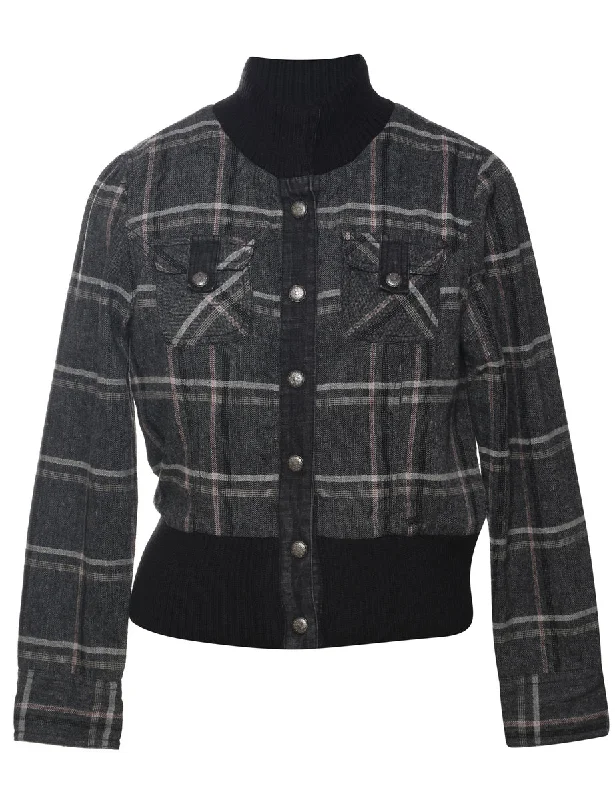 Checked Bomber Jacket - M Australian Beach