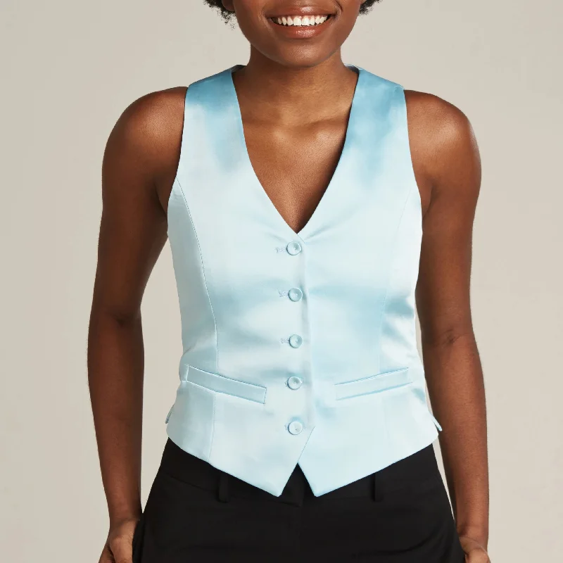 Sky Blue Tuxedo Vest Youthful Women's Pop