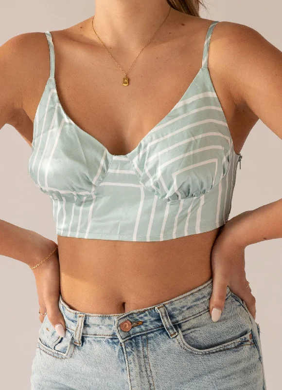 Francesca Top - Sage Print Sophisticated Women's 