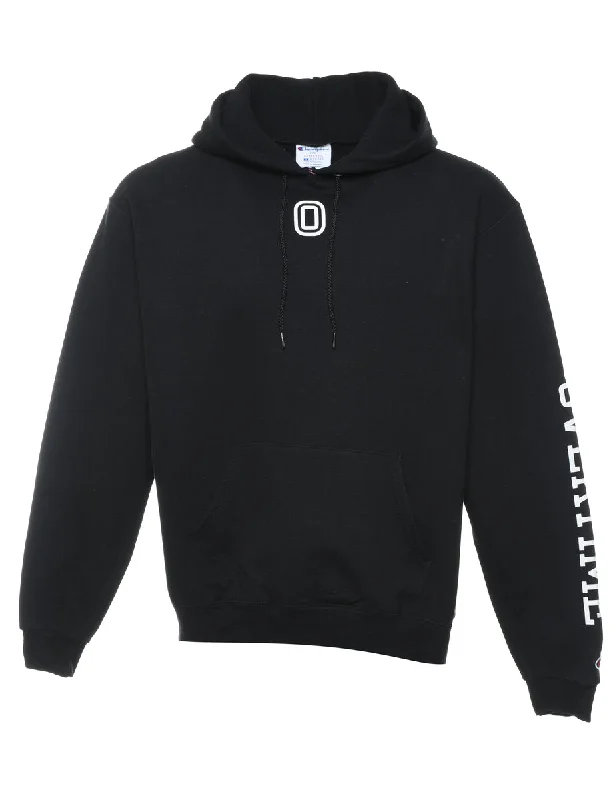 Champion Black & White Printed Hoodie - L Monochromatic Office Style