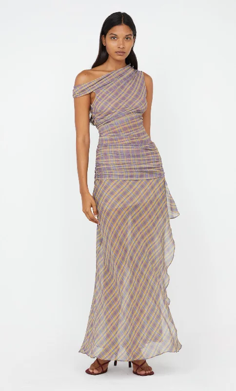 AURELIA ASYM DRESS - VIOLET CHECK Youthful Women's Anime - inspired