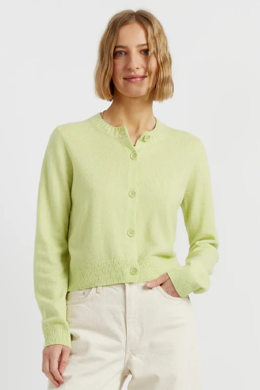 Lemon Wool-Cashmere Crew Neck Cardigan Feminine Women's Style 