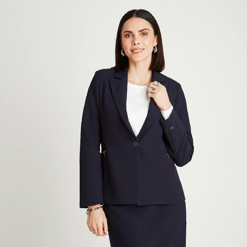 Blazer Azul Manga Larga Cuello Solapa Relaxed Women's 