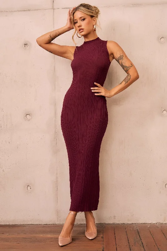 Significant Others Knit Midi Dress - Wine Cool Women's Distressed