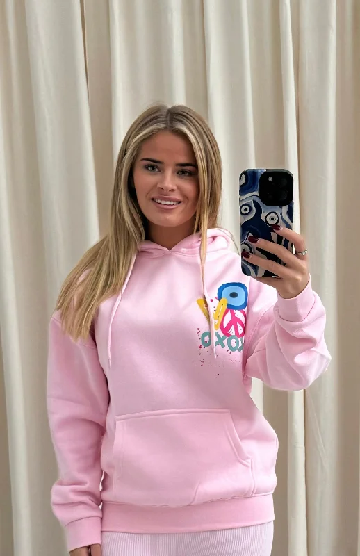 XOXO Graffiti Hoodie Pink Modern Women's 