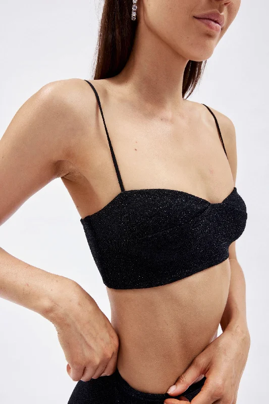 Black Lurex Bra Unique Women's Upcycled