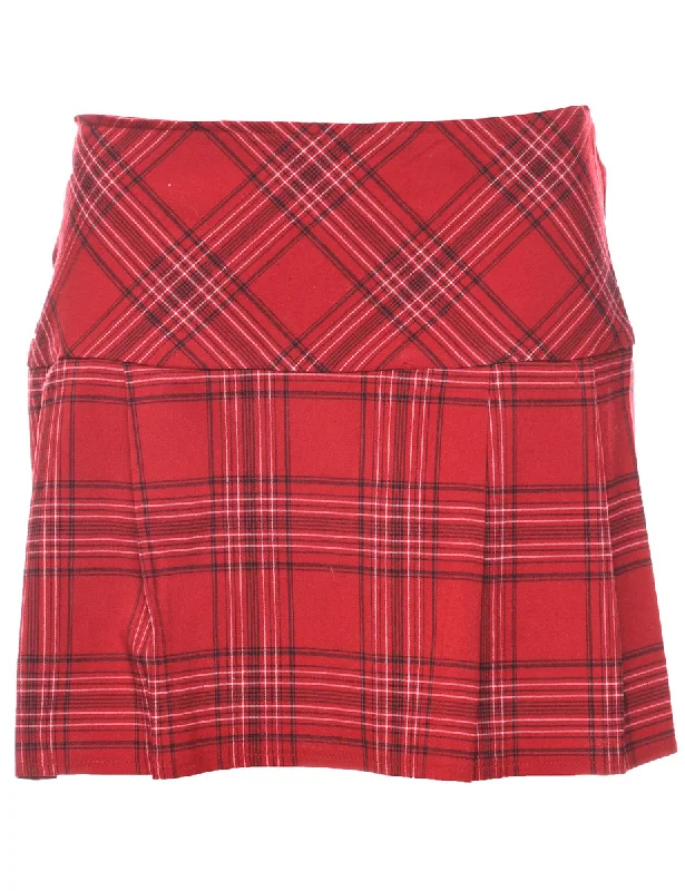 Checked Pleated Skirt - M Traditional Women's 