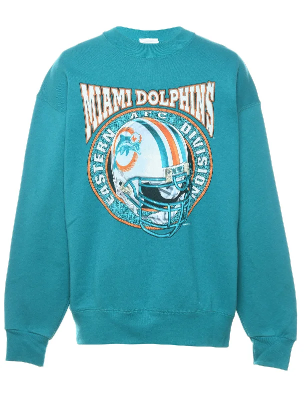Miami Dolphins Printed Turquoise Sweatshirt - L Sophisticated Women's 