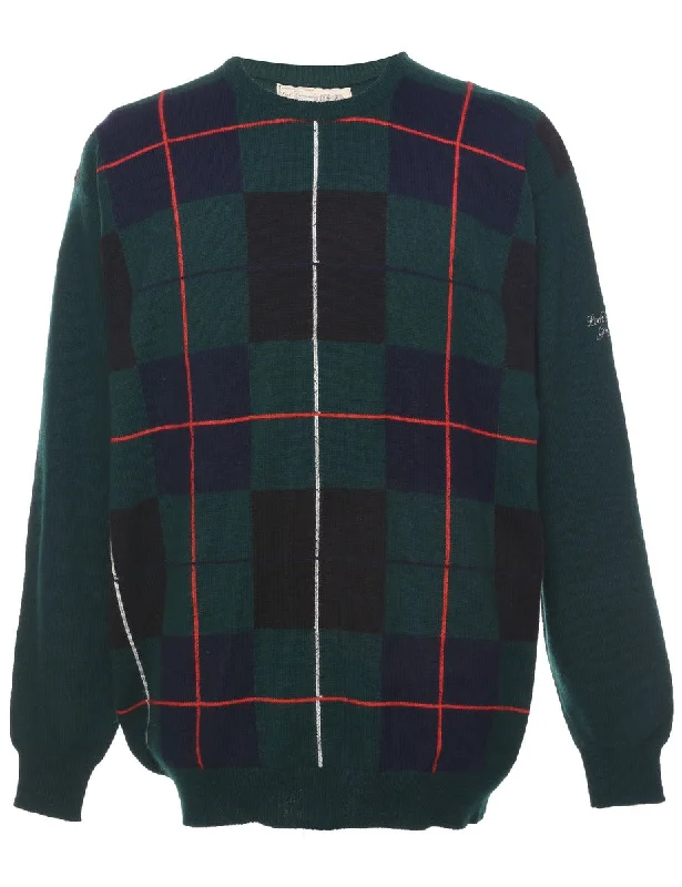 Checked Pattern Jumper - L Hip Women's Retro