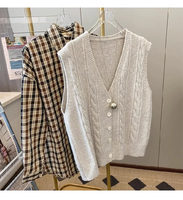 V-neck knitted vest for women sleeveless vest top jacket     S5025 Bold Women's Statement