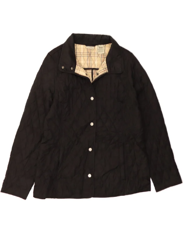 L.L.BEAN Womens Quilted Jacket UK 14 Medium Black Polyester Practical Women's Multi - 