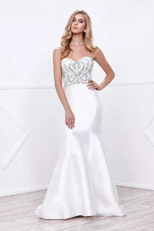 Nox Anabel Strapless Beaded Sweetheart Long Dress in Ivory 8257 Casual Women's Japanese Nox Anabel Strapless Beaded Sweetheart Long Dress in Ivory 8257 Casual Women's Japanese