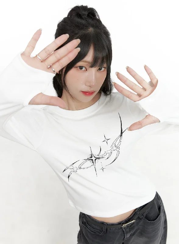 Acubi Graphic Print Long Sleeve Top CG421 Modern Women's 