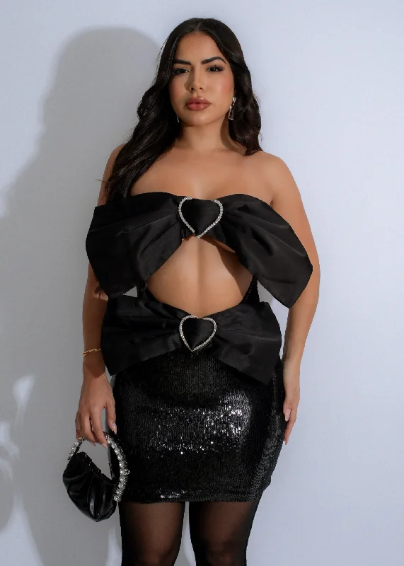 Black Diamond Rhinestone Mini Dress Black Earthy Women's Hemp - based