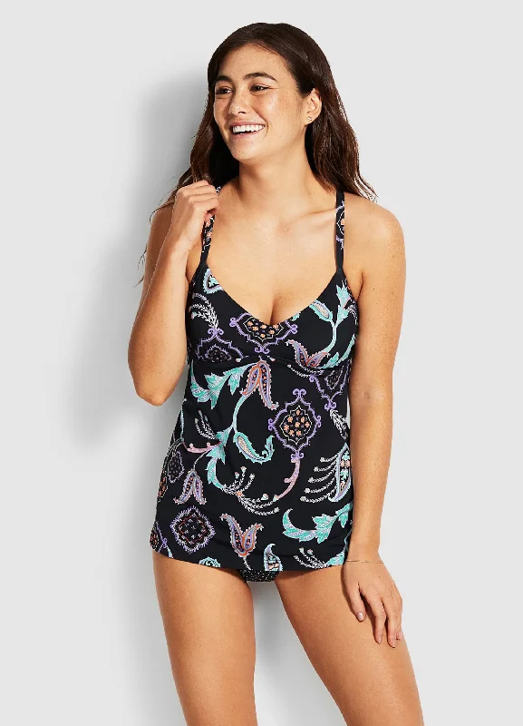El Dorado Trapeze Singlet Tankini Top - Black Vacation