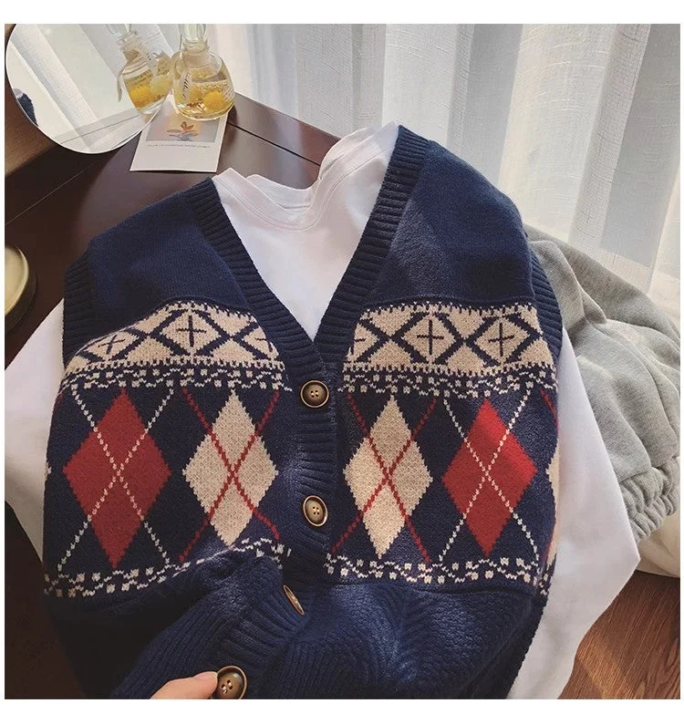 V-neck vest for women new style retro style sweater cardigan sleeveless vest knitted vest trendy S5023 Monochromatic All - in - one V-neck vest for women new style retro style sweater cardigan sleeveless vest knitted vest trendy S5023 Monochromatic All - in - one
